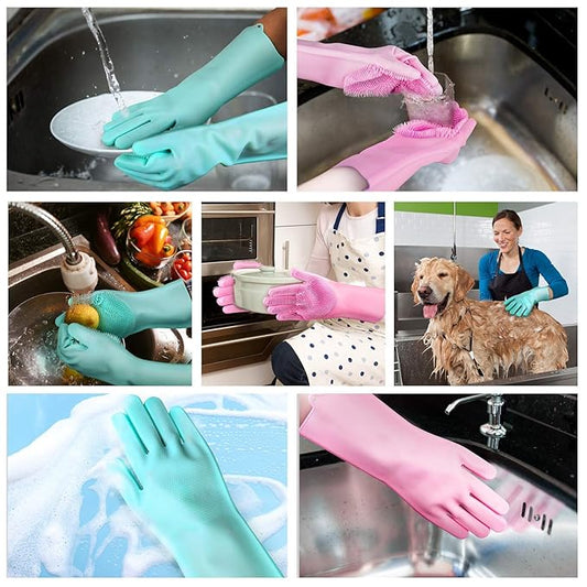 Silicone cleaning gloves